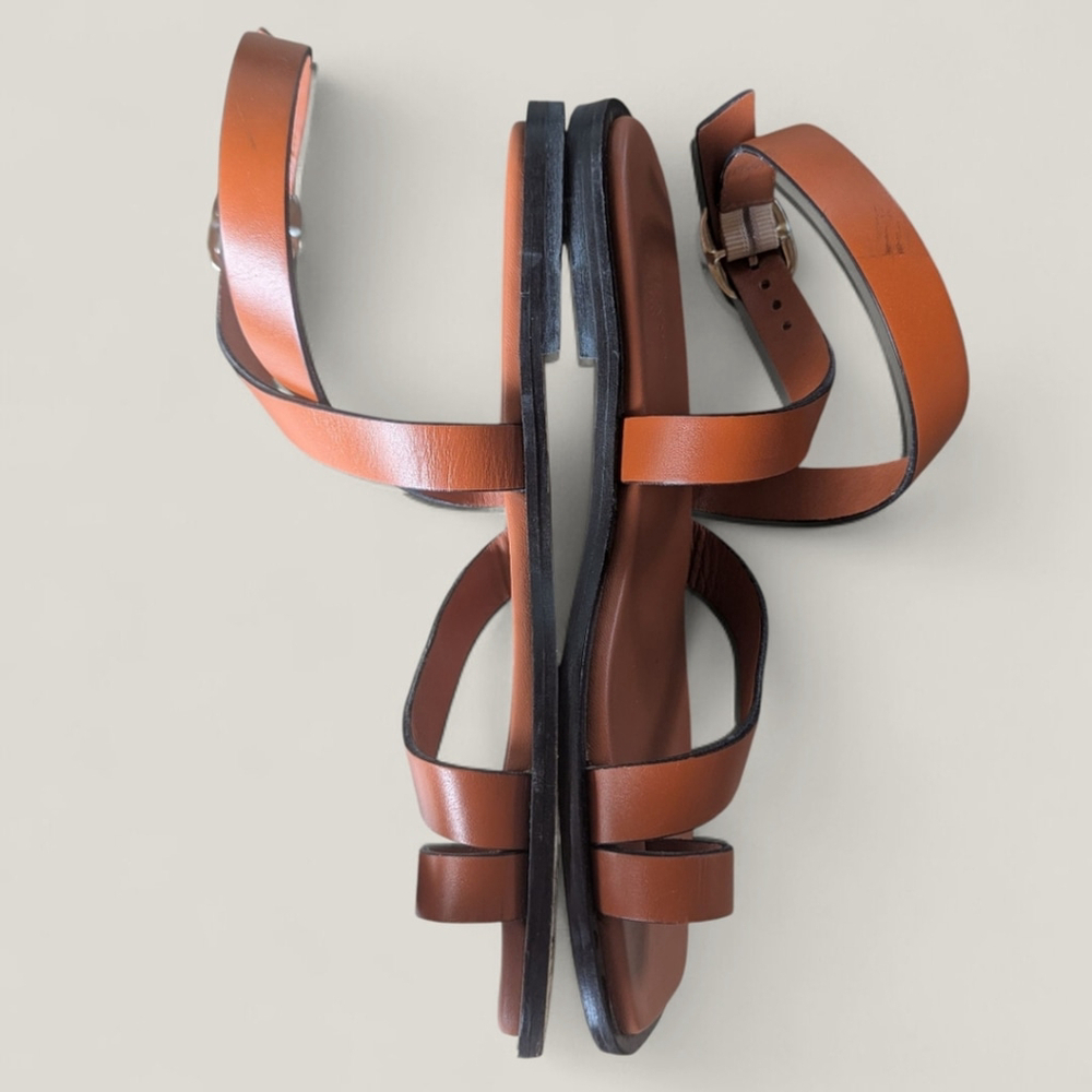 Everlane Italian Leather Wrap Sandals Sz 7 Classic Minimalist Style Adobe Brown - Picture 5 of 12
